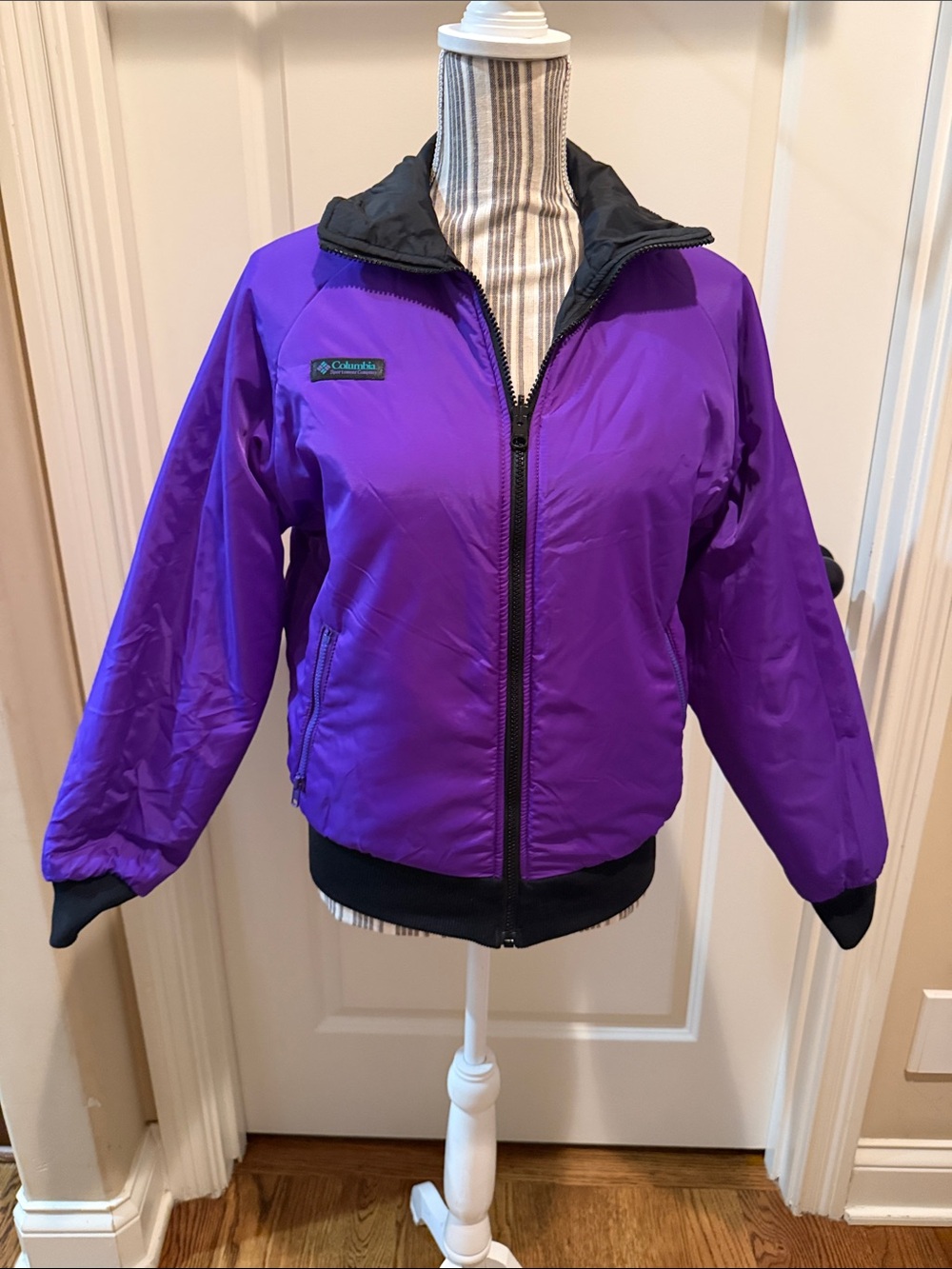 Columbia Purple black Bomber Jacket with Black Trim